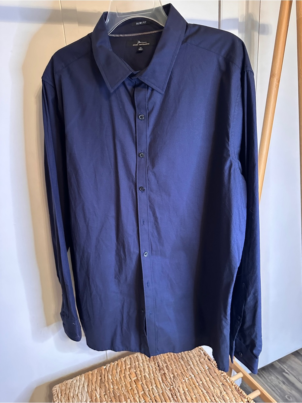 Marc Anthony Men's Dark‎ Navy Long-Sleeve Dress Shirt